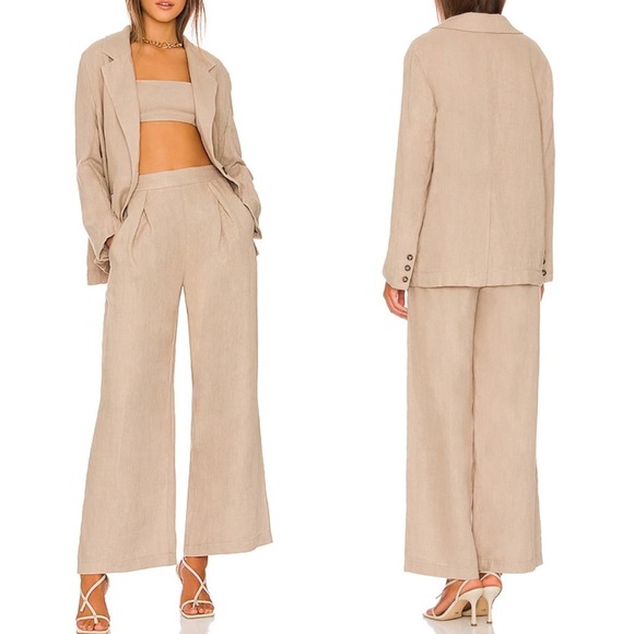 Free People Jackets & Blazers - Free People Can’t Get Enough Sand Linen 3 Piece Summer Suit Women’s Size Small